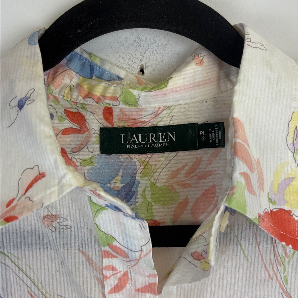 Lauren Ralph Lauren Floral Button-Up Long Sleeve Shirt Size Petite Large - Picture 3 of 10
